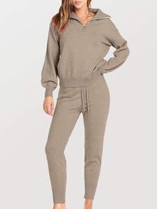 Conjuntos de Dos Piezas para Mujer, a la Moda 2024, Pantalones Deportivos de Manga Larga con Media Cremallera y Transpirables, 100% Algodón para Invierno - Product Image 2