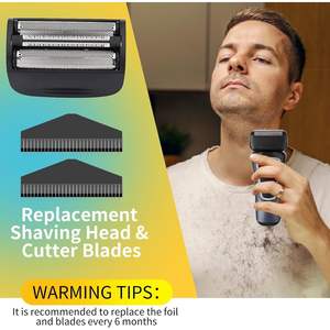 Paquete de 2 cabezales de afeitado de repuesto con doble cuchilla y cuchilla de corte para afeitadora eléctrica facial - Product Image 1