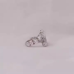 Anillo de oro sólido de 14 quilates de lujo para mujer de nuevo diseño, anillo de derivación de diamante creado en laboratorio multiforma, regalo de estilo romántico para niñas - Product Image 3