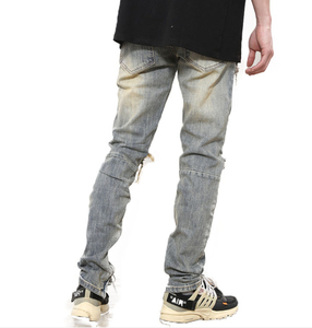 Nouveau jean en denim pour garçons, style évasé, délavé effet vieilli, respirant, extensible, style hip-hop, côtelé, empilé, brodé - Product Image 4