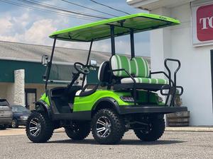 Compre un Carro de Golf Eléctrico Verde de Alta Calidad y Larga Duración, de 2 Plazas, con Asientos a Rayas y Volante Negro, Vehículo Utilitario para Exteriores - Product Image 2