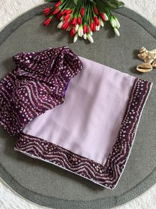 Sari en soie Georgette Banarasi pure, spécial été, avec travail de tissage Banarasi Jari, tenue de mariage formelle - Product Image 4