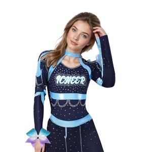 Ensembles d'uniformes de cheerleading personnalisés pour jeunes filles avec logo imprimé, hauts d'entraînement pour enfants style soutien-gorge en Spandex/Polyester 240g - Product Image 2