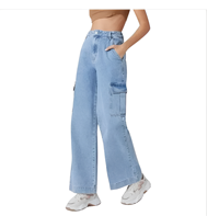 Pantalones Vaqueros Anchos de Cintura Alta Estilo Y2K con Logotipo Personalizado OEM, Diseño Casual con Lazo, Borlas y Bordados para Mujer