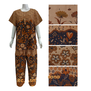 ชุดเสื้อผ้าสองชิ้นสำหรับผู้หญิงชุดอยู่บ้านแขนสั้นและกางเกงขายาวลายดอกไม้สวมใส่สบายมากใส่อยู่บ้านฤดูร้อน - Product Image 6