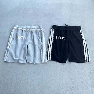 Shorts de jogging vintage en coton molletonné à rayures raglan pour hommes, avec logo personnalisé et broderie, collection 2026 - Product Image 4