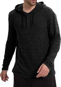 Sudadera con capucha para hombre con cuello Henley, camiseta suelta de manga larga sólida para invierno, logotipo frontal transfronterizo extranjero - Product Image 2