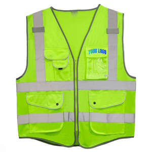 เสื้อกั๊กสะท้อนแสงแบบตาข่าย ระดับความปลอดภัย ANSI คลาส 2 กันน้ำ ไฟ LED กระพริบ ซิป  โลโก้สั่งทำได้  เสื้อกั๊กสำหรับงานก่อสร้าง มีกระเป๋า - Product Image 1