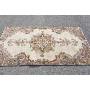 Classic Beige <b>Brown</b> 3.7 X 7ft <b>Wool</b> Rug Patchwork Turkish Design for Home Living Rectangle Hallway Entryway Latex New Bedside Rug - Product Image 3