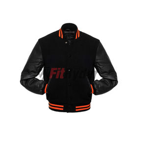 เสื้อแจ็คเก็ตวาร์ซิตี้แบบสั่งทำสำหรับผู้ชาย ตัวเสื้อทำจากผ้าขนสัตว์ แขนเสื้อทำจากหนังเทียม สไตล์สตรีทแฟชั่น ปักลายเชนิลล์สำหรับฤดูหนาว - Product Image 4