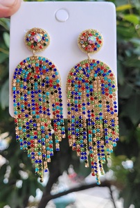 Pendientes bordados con cuentas de joyería de moda de la India, pendientes multicolores hechos a mano para mujeres y niñas - Product Image 6