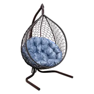 Hanging chair SMILE Wenge, with round cushion, gray Oxford6