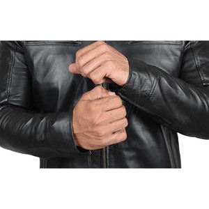 Chaquetas de cuero personalizadas para hombre piel de cordero real transpirable a prueba de viento estilo motocicleta chaqueta de cuero para hombre - Product Image 4