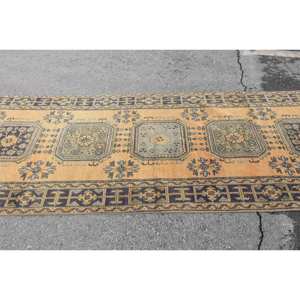 พรมขนสัตว์11.5ft สีดำสีเบจคลาสสิกงานเย็บปะแบบตุรกีงานแฮนด์เมดสำหรับห้องนั่งเล่นข้างเตียงทรงสี่เหลี่ยมผืนผ้าห้องโถงน้ำยาง - Product Image 4