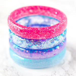 Pleaser จิวเวลรี่กำไลอะคริลิกเรซินสไตล์คลาสสิกขนาดใหญ่ทันสมัยกำไลข้อมือขนาดใหญ่ที่ดูเกินจริงพร้อมหินเพชรหลายสี - Product Image 1