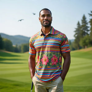 Polo de manga corta con sublimación para hombre, Polo atlético de secado rápido para correr y hacer ejercicio, camiseta polo con estampado personalizado para hombre - Product Image 1