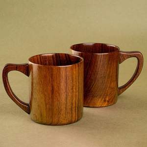 Taza hecha a mano de alta calidad hecha de madera natural con mango de clip de mosquetón para la comodidad de viaje a un precio asequible - Product Image 3