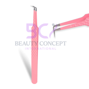 Jolie couleur rose avec texture de diamant de la plus haute qualité bon vendeur matériau en acier forme parfaite pince à épiler pour extension de cils - Product Image 6