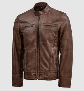 Chaqueta de Cuero Vacuno Genuino para Hombre, Estilo Motero, Cuello Alto, Diseño de Dibujos Animados, Impermeable y Transpirable para Invierno - Product Image 5