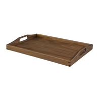 Massief acacia houten handgemaakte gepolijste rechthoekige serveerschaal, woondecoratie, feest, fruit, groente, aanpasbare kleur, logo, halvemaan