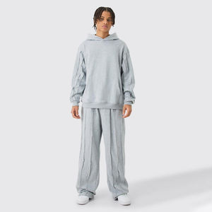 Chándal Vintage con Parche Desgastado para Hombre, Conjunto de Chándal con Capucha y Llamarada, Ropa de Calle, Lavado con Ácido, Sun Fade - Product Image 1