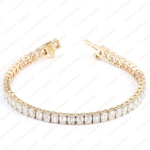 สร้อยข้อมือทองคำแท้ 14K สีเหลือง ดีไซน์หรูหรา สไตล์ยูนิเซ็กส์ งานแฮนด์เมด ประดับด้วยโมอิสซาไนต์ 925 น้ำหนัก 12.00 กะรัต เหมาะสำหรับใส่ในชีวิตประจำวันและงานปาร์ตี้ - Product Image 3