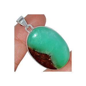 925 Sterling Silver Fine Jewelry Unique Chrysoprase Gemstone Pendentif Direct de l'usine indienne OEM ODM Wholesale Supply - Product Image 2