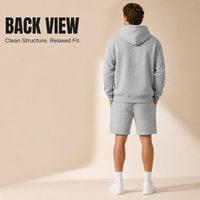 Ensemble short et sweat à capuche gaufré personnalisé IKDEER pour homme, gris clair, avec cordon de serrage, idéal pour la gym, la détente, le campus et le commerce de détail
