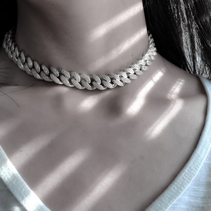 Collar de cadena cubana de acero inoxidable Unisex Chapado en plata de ley 925 de oro de 18 quilates estilo Hip Hop PIEDRA DE moissanita joyería de moda - Product Image 4