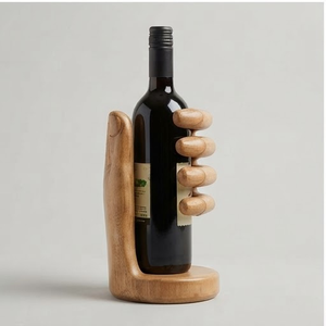 Porte-bouteille de vin en bois de manguier fait main, design rustique, réutilisable, écologique, vaisselle multi-usages - Product Image 2
