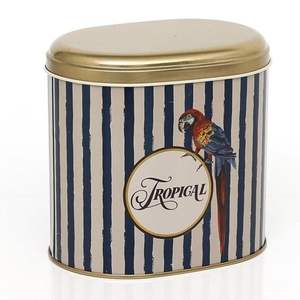 Safari Parrot 1.4L Oval Metal <b>Tin</b> 140 x 120 x 130 mm Decorative <b>Storage</b> Box - Product Image 1