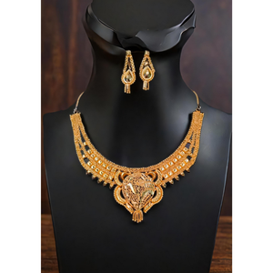 Nuevo estilo collar pendientes conjunto con 22K chapado en oro Premium diseñado mujeres usan collar pendientes conjunto joyería - Product Image 1