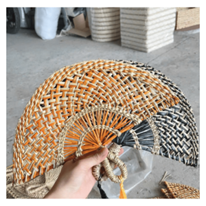 Abanico de Mano de Paja Marina, Abanico Tejido de Paja Marina Natural para Refrescarse a Mano, Decoración para Eventos de Verano y Uso Diario, Vietnam - Product Image 5