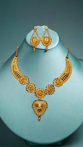 ชุดต่างหูสร้อยคอพร้อมทอง22K สำหรับผู้หญิงชุดสร้อยคอต่างหูจากผู้ส่งออก - Product Image 3