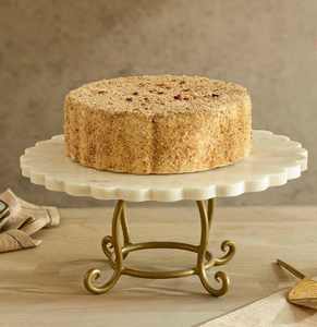 แท่นวางเค้กหินอ่อนและไม้พร้อมด้ามทองเหลืองรูปทรงดอกไม้ตกแต่งบ้าน - Product Image 6