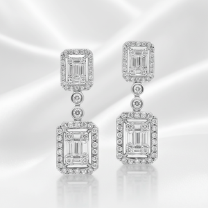 Trendy 925 Silver Moissanite 1.2 CT*2 <b>Emerald</b> Cut Diamond Teardrop Square Drop <b>Earring</b> Party Engagement Wedding Bridal Jewellery - Product Image 2