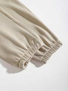 Conjunto Deportivo de Felpa Beige Unisex al por Mayor, Sudadera con Capucha y Pantalones Jogger, Fabricante de Ropa Deportiva Personalizada con Etiqueta Privada OEM B2B - Product Image 5