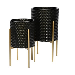 Wholesale Glazed Iron <b>Herb</b> Planter Set Modern Design Decorative Embossed Flower <b>Pots</b> Tin Baskets for Indoor Kitchen Garden Home - Product Image 6