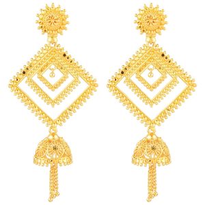 Fabricant indien de bijoux Vente en gros de bijoux floraux Mariage Boucles d'oreilles Jhunka de mariée plaquées or Bijoux indiens - Product Image 1