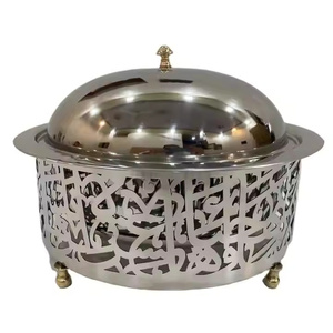 Plato redondo de acero inoxidable para frotamiento con calentador de alimentos para servidor de buffet con acabado de cobre para banquetes, eventos y fiestas - Product Image 2