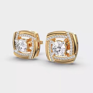 Pendientes de enhebrador de diamantes delicados más vendidos en estilo moderno dorado para looks de moda y pendientes en capas para exportación - Product Image 2