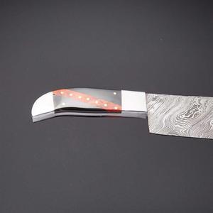 Cuchillo de Chef de cocina de acero de Damasco hecho a mano, hoja de acero al carbono personalizada de alta calidad con Funda de cuero para cortar verduras - Product Image 4