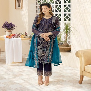 Venta con descuento de lujo bordado trajes indios vestidos de novia por Ramsha venta entera vestidos indios para mujeres trajes Anarkali - Product Image 5