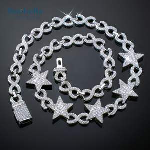 Venta caliente 14K oro blanco plateado 925 plata esterlina 10mm Iced Out Stars Infinity Link Chain para hombres - Product Image 5
