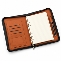 Porte-documents A5 personnalisé en cuir PU avec fermeture éclair, organiseur à 6 anneaux rechargeable avec porte-stylo et emplacements pour cartes, cadeau d'affaires