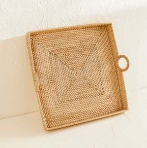 Plateau de service à thé et à nourriture Plateau de service à dessert tissé en rotin de forme carrée de la plus grande qualité à un prix abordable - Product Image 2