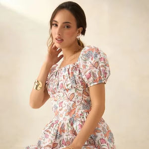 Vestido de algodón con bloque de mano indio, estampado Floral, ropa de fiesta para mujer, regalo de boda personalizado, vestido de verano, suministro ODM, venta - Product Image 1