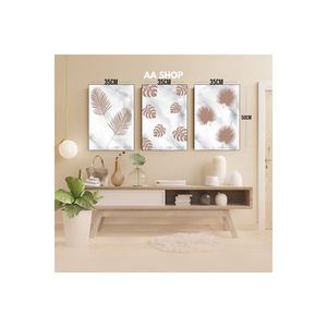 Set de table en MDF 3 pièces avec cadre d'impression de qualité délavé de couleur feuille pour étagères murales et présentoirs - Product Image 2