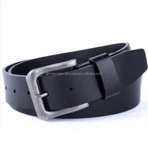 เข็มขัดลำลองหนังแท้สีดำชั้นเดียวสำหรับผู้ชายทำด้วยมือเข็มขัดหนังวัวแท้และเครื่องประดับสำหรับหัวเข็มขัดทองเหลือง unisex - Product Image 4