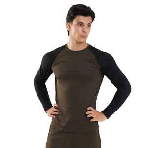 T-shirt extensible actif avec logo personnalisé pour hommes Chemises de compression slim à manches longues dernier cri avec séchage rapide et options multicolores - Product Image 1